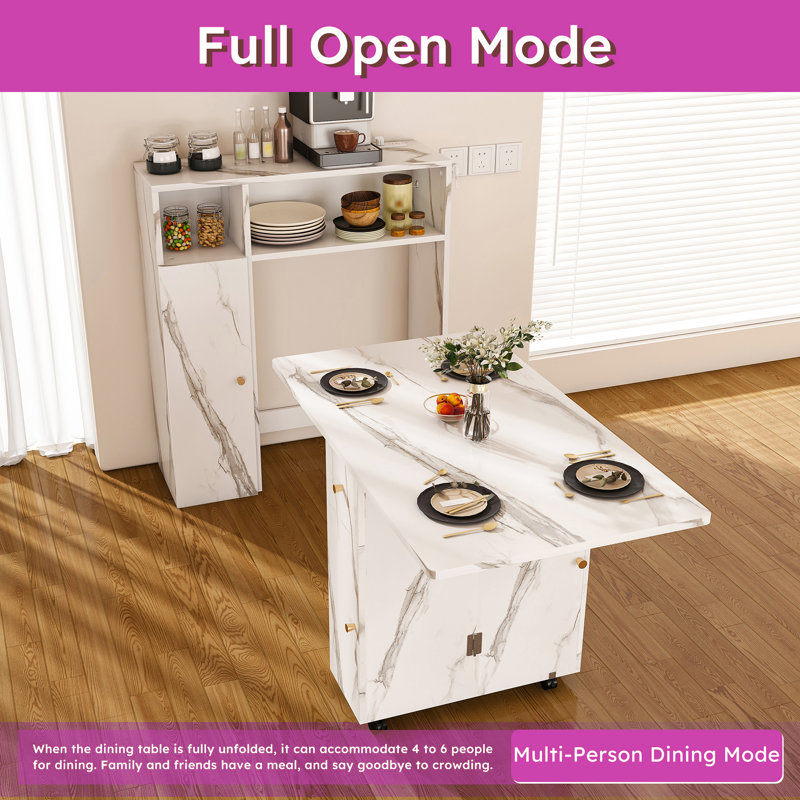 Ophelia & Co. Folding Dining Table And Storage Sideboard With